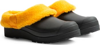 Hunter Men Play Waterproof Faux Shearling Clog Hunter Play Faux Shearling Lined Clog In Black/ Wild Green  main image 3