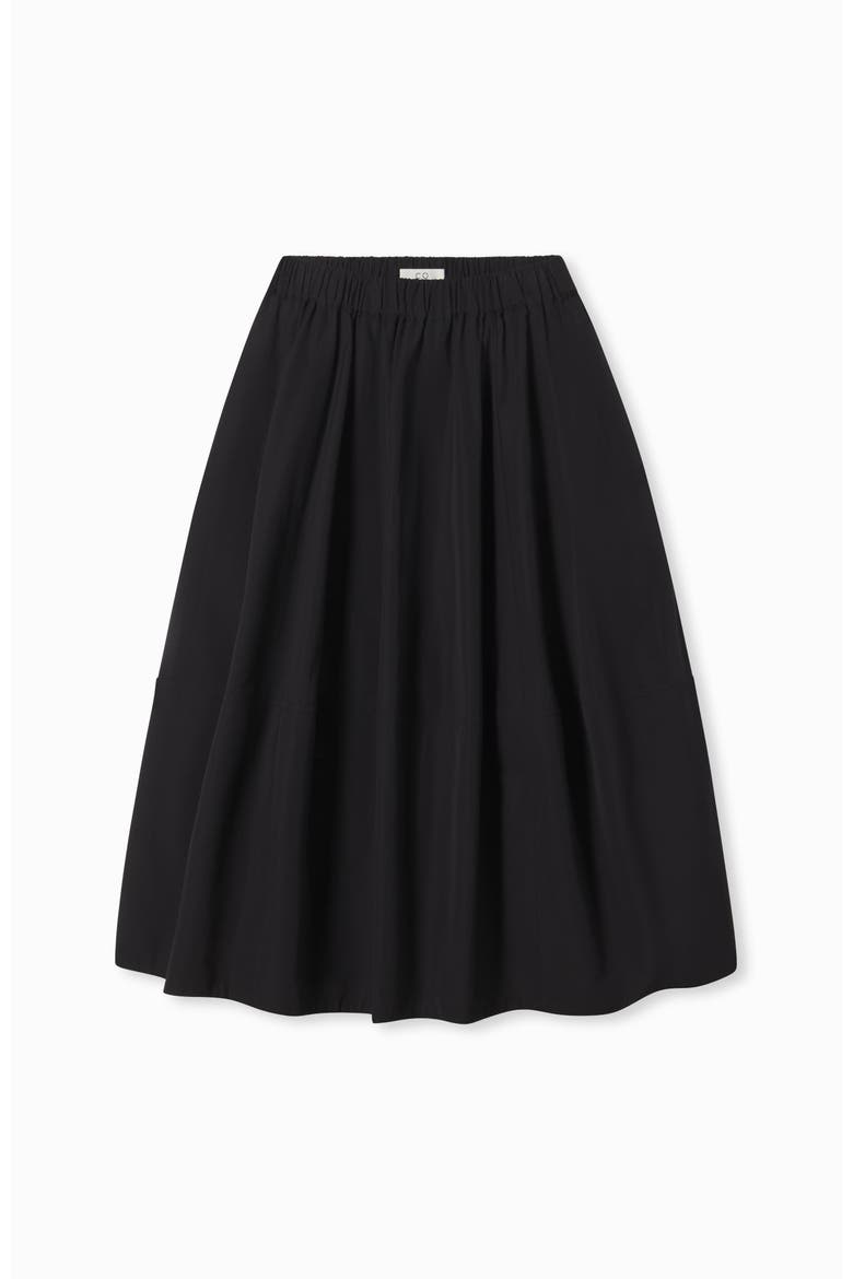 Full Skirt in Cotton Poplin, Alternate, color, Black