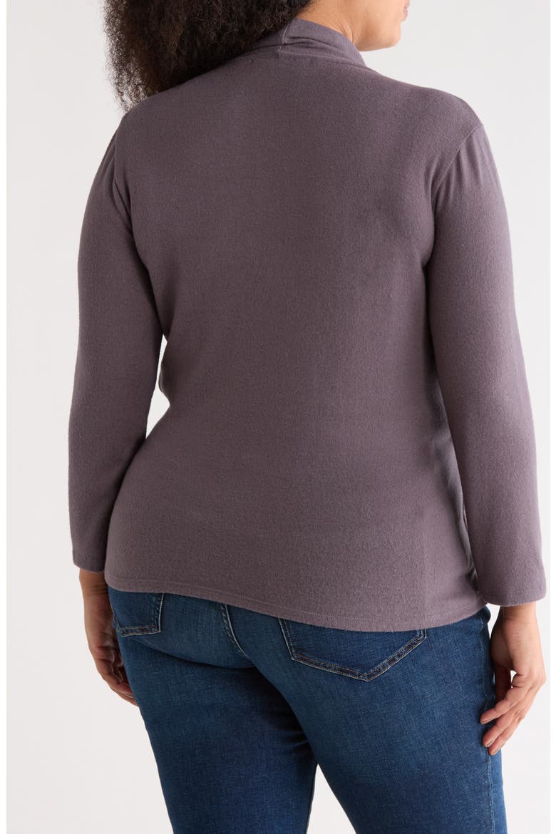 Surplice V-Neck Long Sleeve Brushed Knit Top, Alternate, color, DARK CEMENT