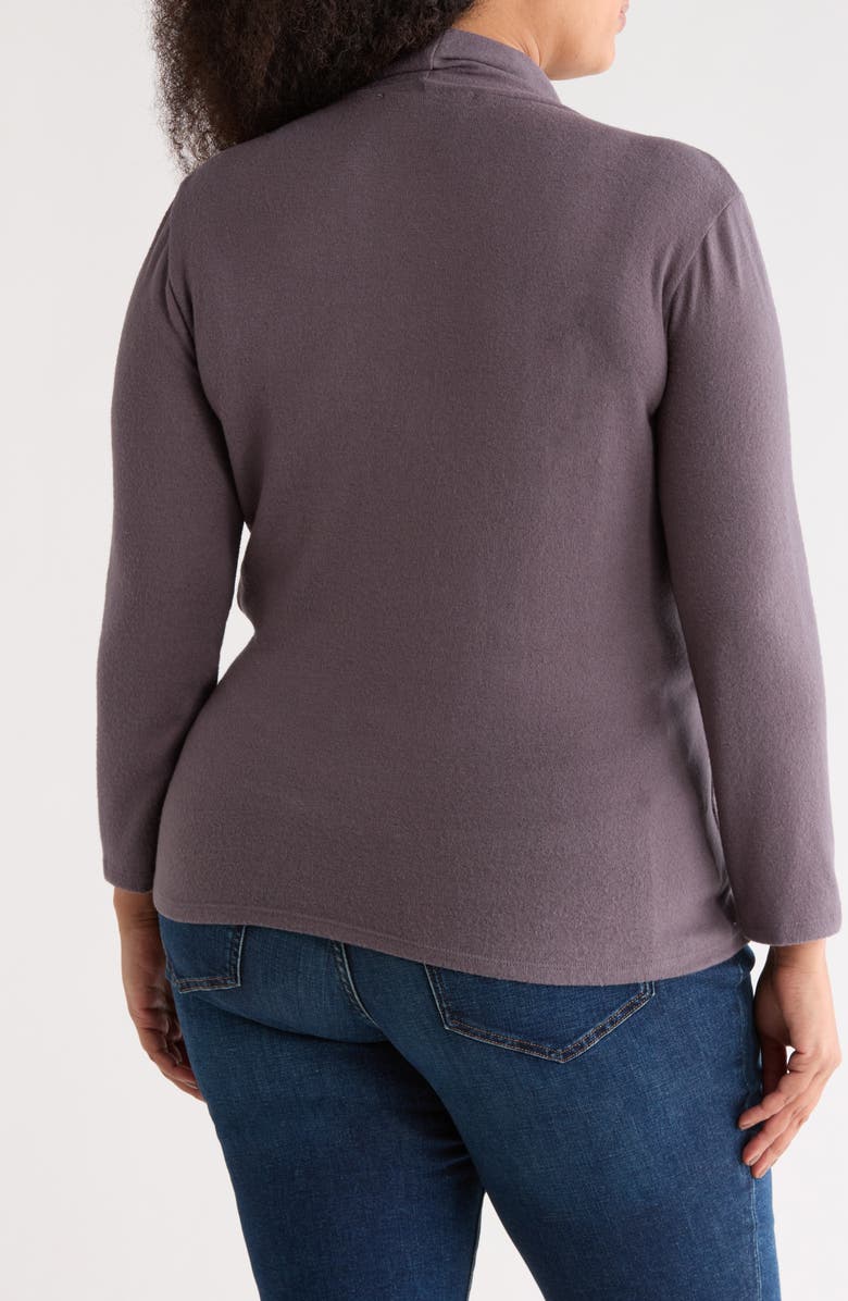 Renee C Surplice V-Neck Long Sleeve Brushed Knit Top, Alternate, color, Dark Cement