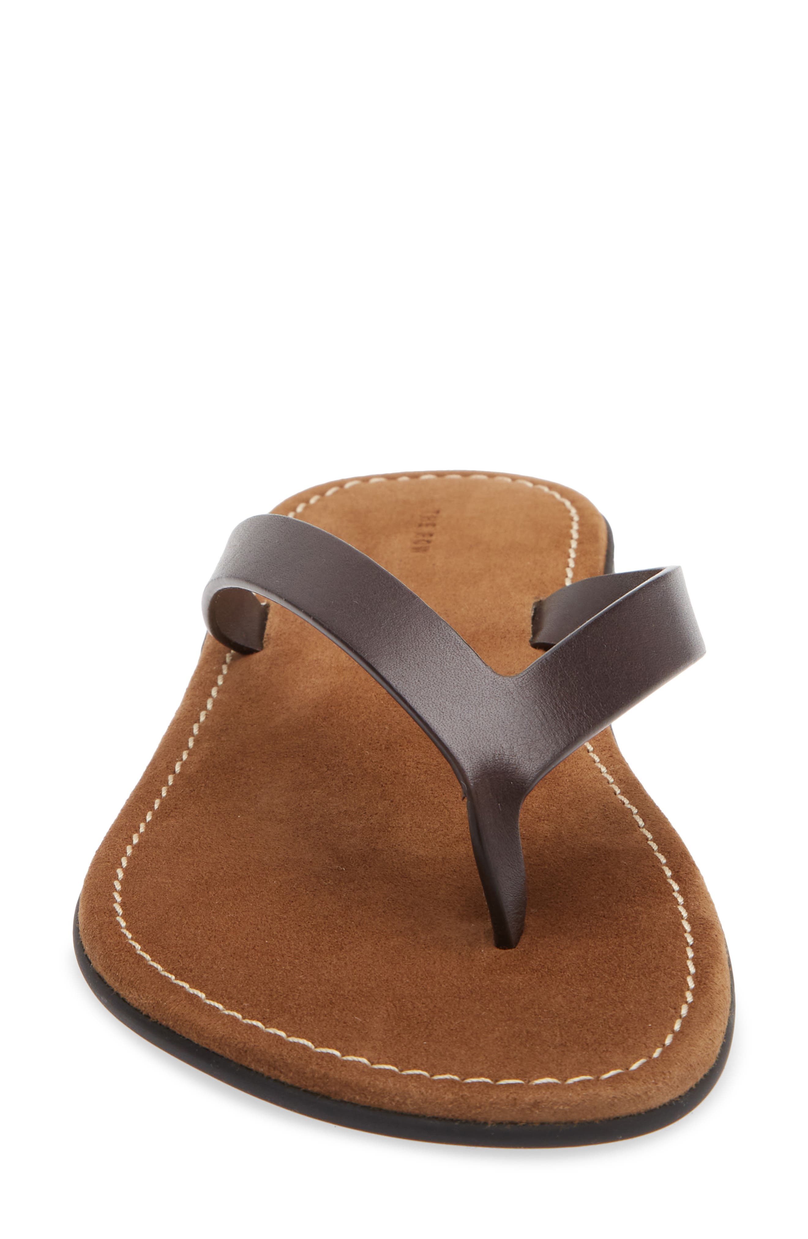 The Row Beach Flip Flop, Alternate, color, Lacquer Brown