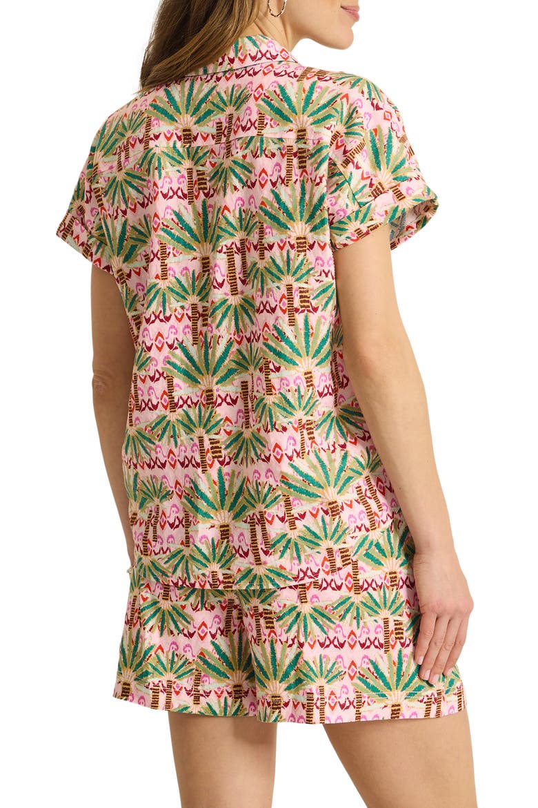 Palm Pointe Short Sleeve Linen Button-Up Shirt, Alternate, color, SUGAR PINK