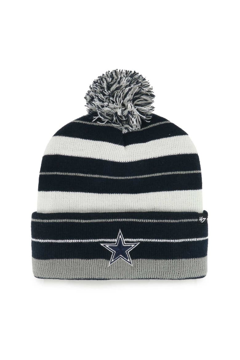 Men's '47 Navy Dallas Cowboys Powerline Cuffed Knit Hat with Pom, Main, color, Navy