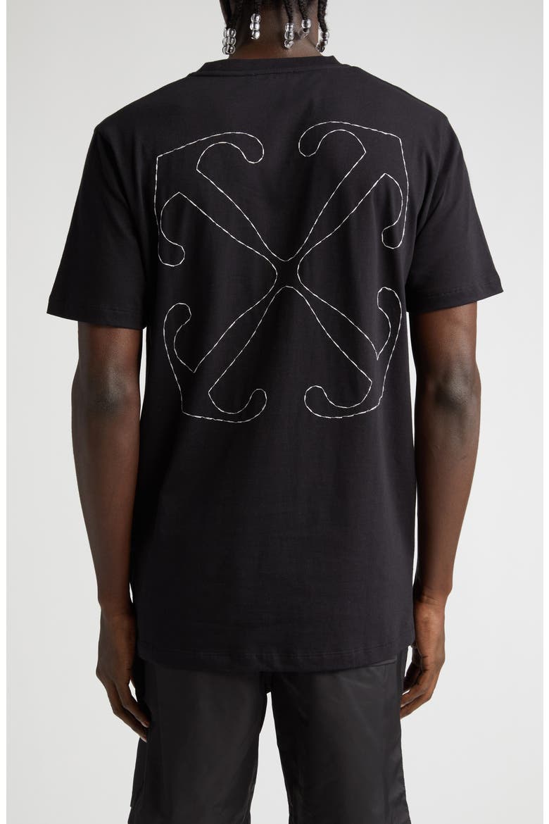 Embroidered Arrow Cotton T-Shirt, Alternate, color, BLACK