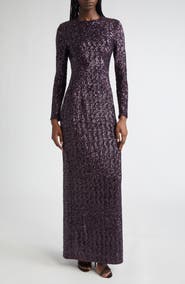 Michael Kors Collection Sequin Long Sleeve Sheath Gown