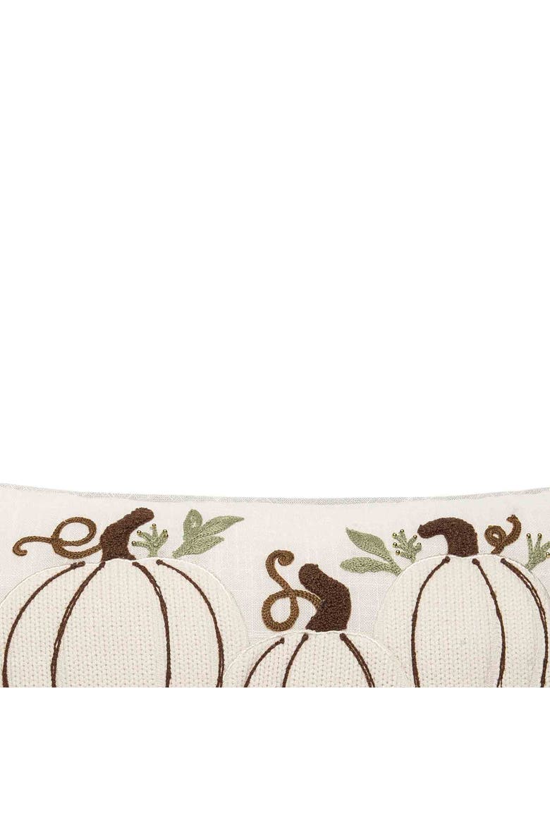 White Pumpkin Trio Lumbar Accent Pillow 12" x 24", Alternate, color, White