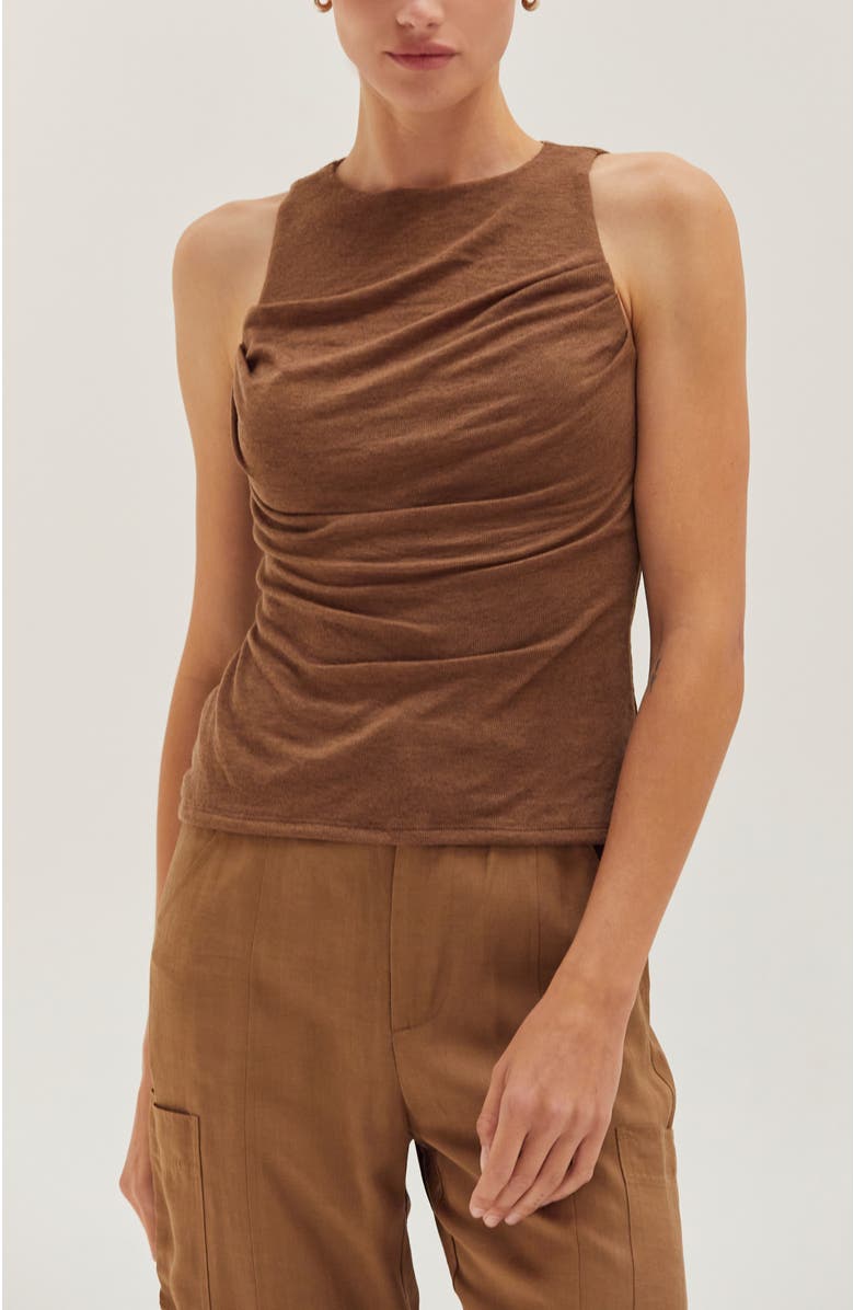 CRESCENT Shirred Knit Tank Top, Main, color, Brown