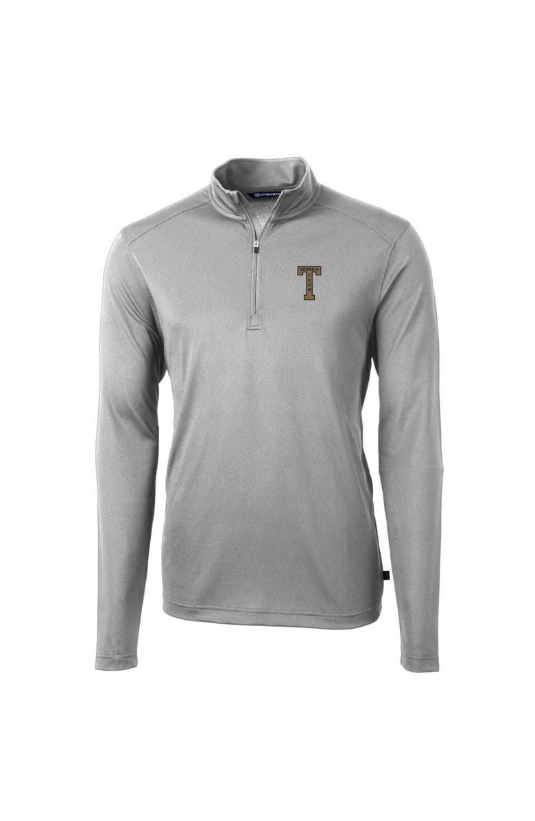 Cutter & Buck Men's Cutter & Buck Gray Georgia Tech Yellow Jackets Virtue Eco Pique Recycled Quarter-Zip Pullover Top, Alternate, color, 