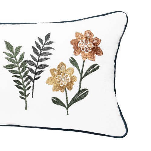 Carol & Frank Retro Botanical Throw Pillow, 12" X 24" In Green