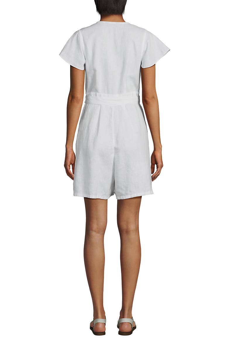 Flutter Sleeve Linen Romper, Alternate, color, White