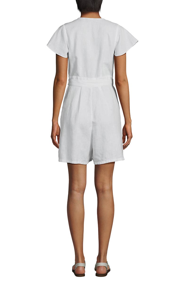 Lands' End Flutter Sleeve Linen Romper, Alternate, color, White