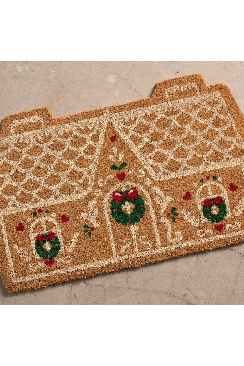 Garam Coir Gingerbread House Door Mat, Alternate, color, Natural