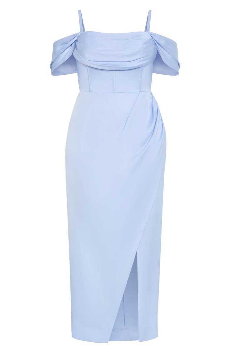 City Chic Forbidden Love Off the Shoulder Maxi Dress, Alternate, color, Sky Blue