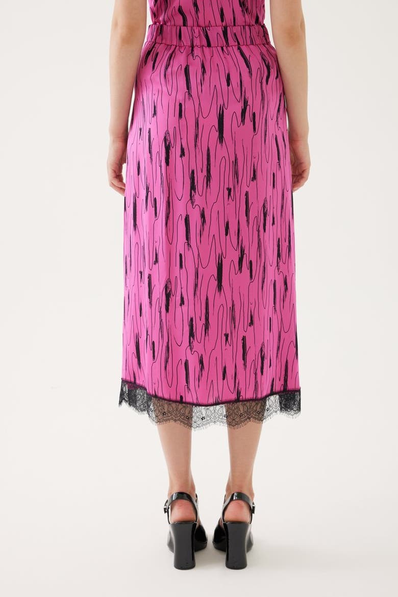 Slit Lace Detail Skirt, Alternate, color, FUCHSIA-BLACK