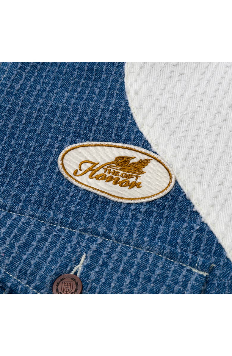 HONOR THE GIFT Colorblock Denim Trucker Jacket, Alternate, color, Indigo