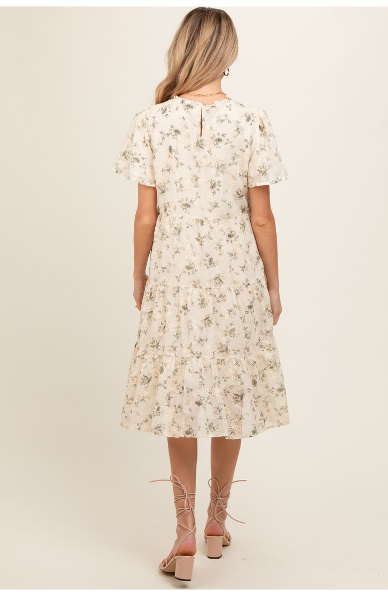 PinkBlush Floral Print Eyelet Lace Dress, Alternate, color, Cream