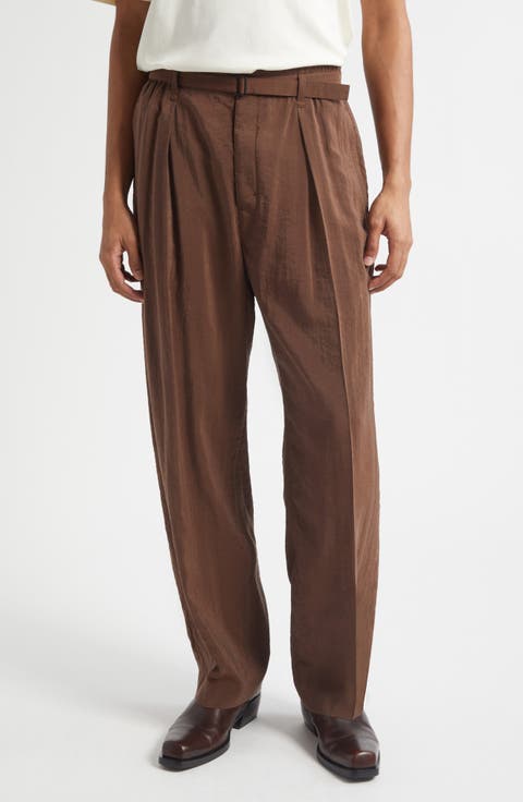 Belted Relaxed Silk Blend Pants
