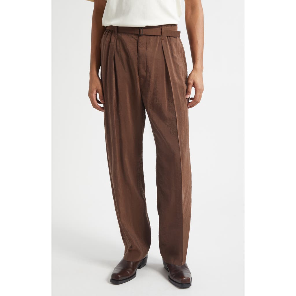 Lemaire Belted Relaxed Silk Blend Pants in Brunette  product