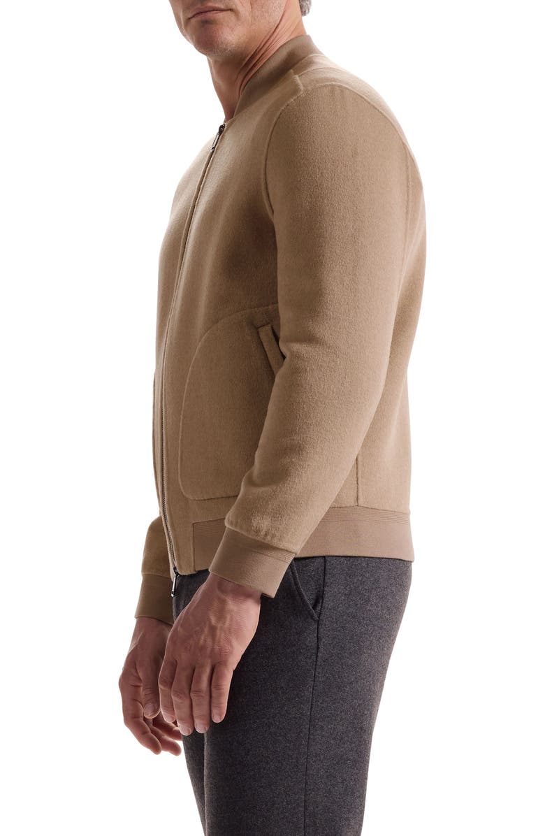 Bugatchi Brushed Wool Blend Bomber Jacket, Alternate, color, Camel
