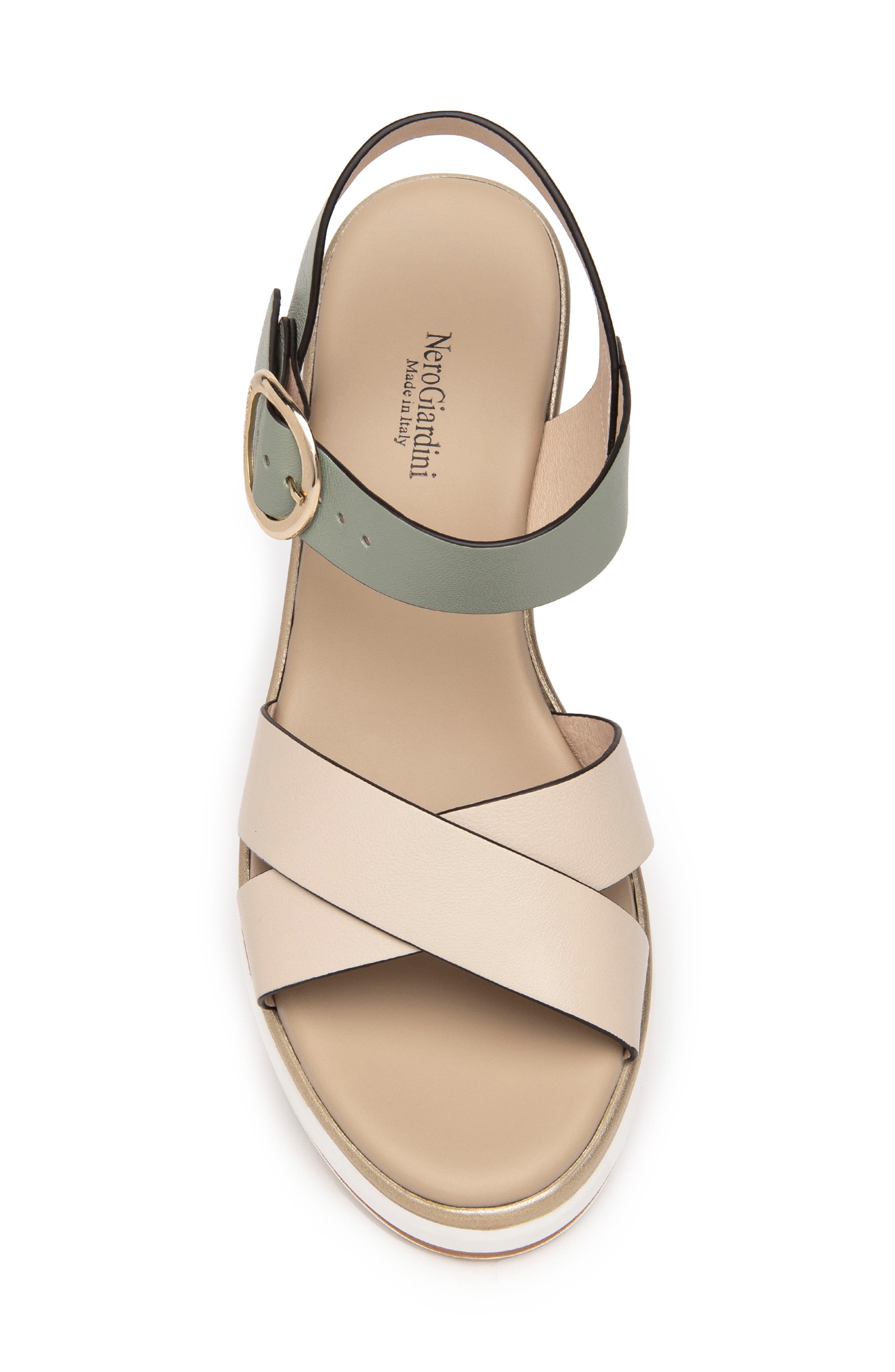 NeroGiardini Platform Wedge Sandal, Alternate, color, Ivory / Sage