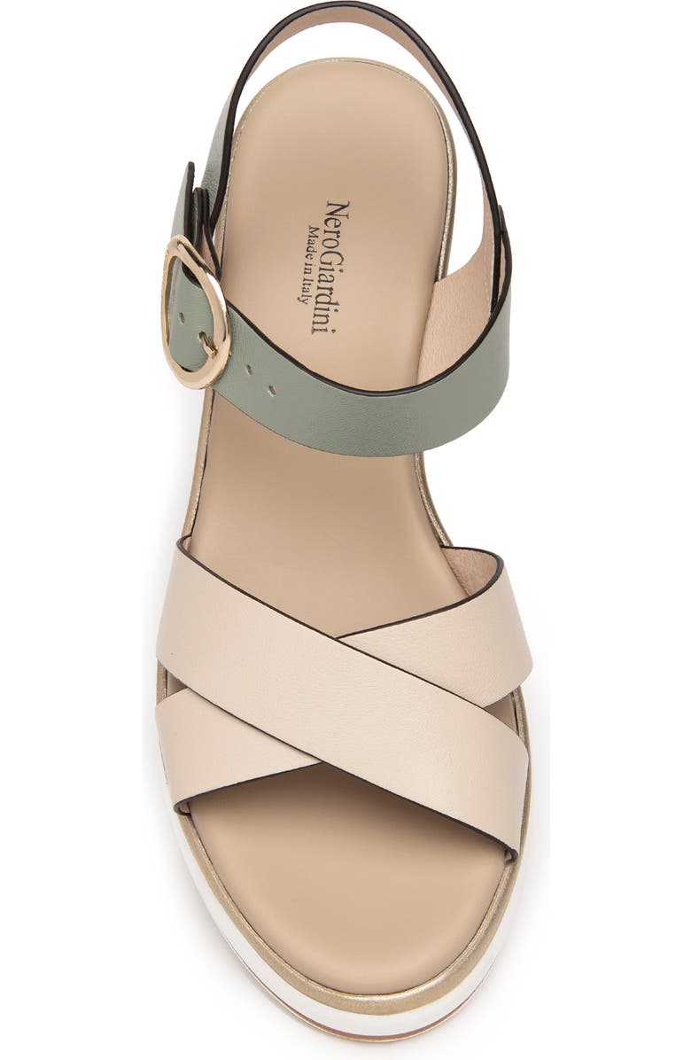 NeroGiardini Platform Wedge Sandal, Alternate, color, Ivory / Sage