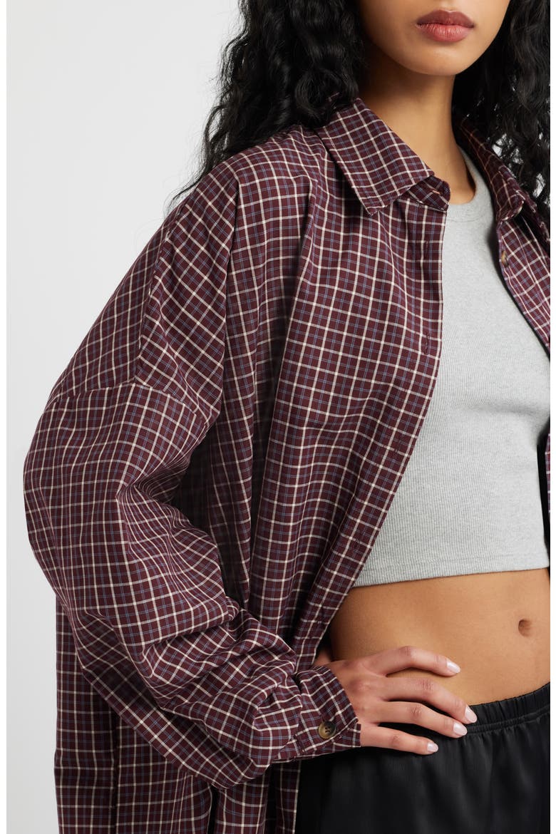 Lala Long Sleeve Button-Up Shirt, Alternate, color, MAROON PLAID
