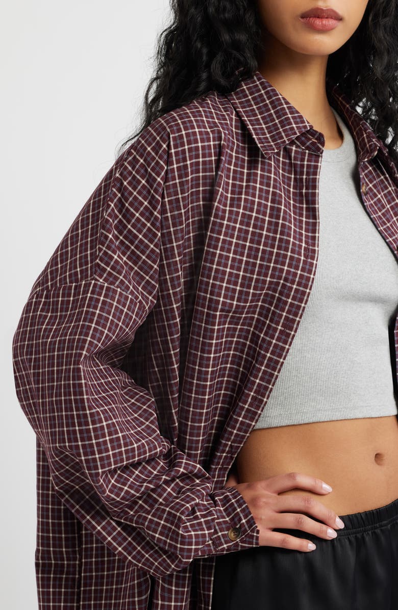 Dressed in Lala Lala Long Sleeve Button-Up Shirt, Alternate, color, Maroon Plaid