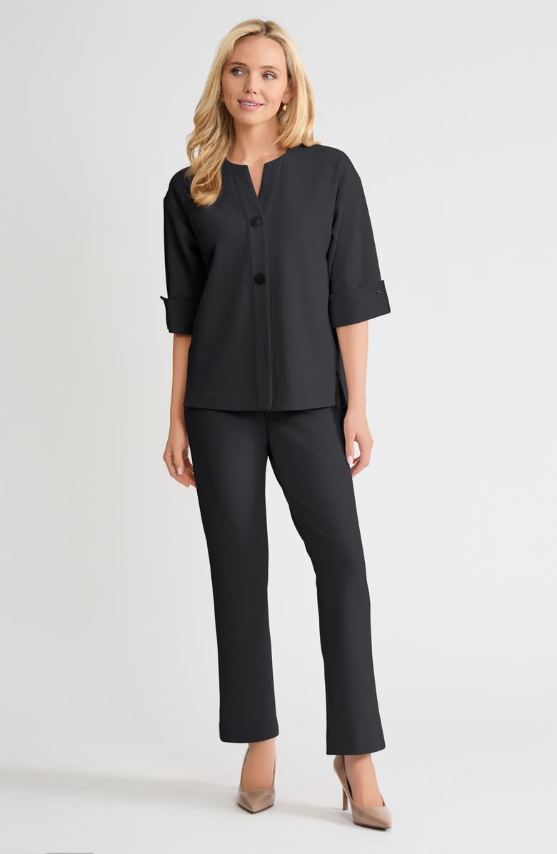 Ming Wang Heritage Tonal Stretch Deco Crepe Jacket, Alternate, color, Black