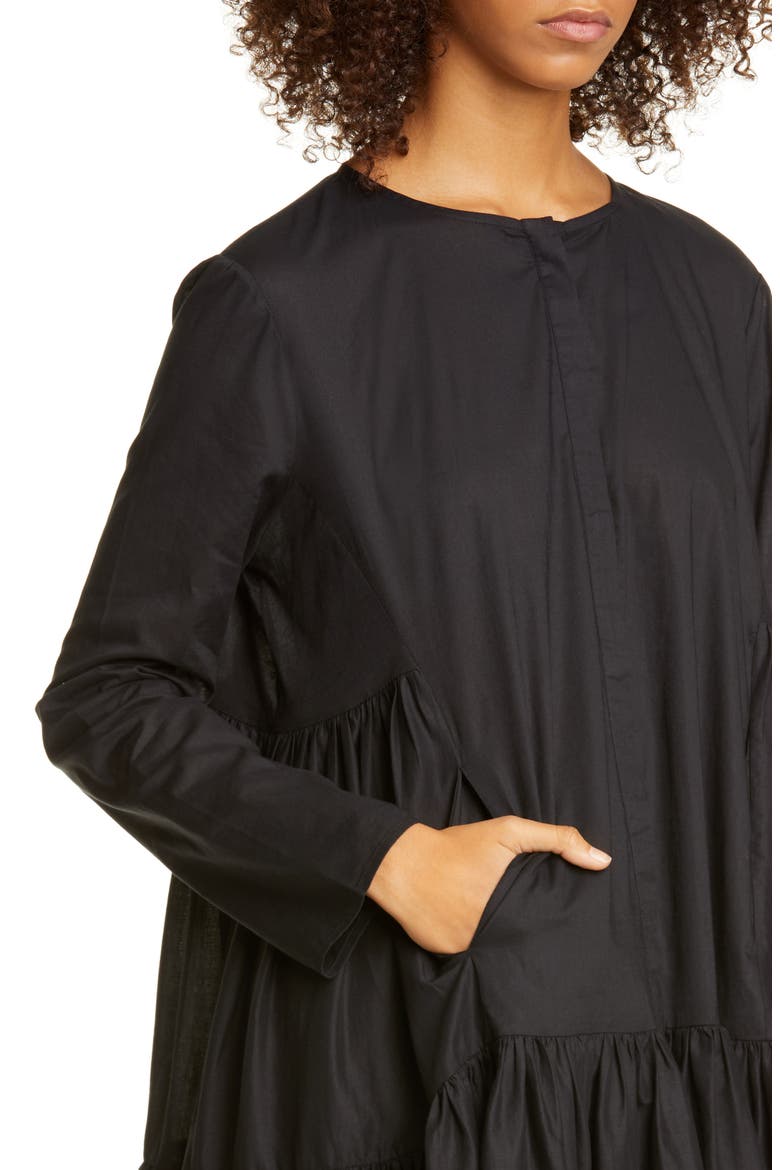 Martel Long Sleeve Cotton Tunic Dress, Alternate, color, BLACK