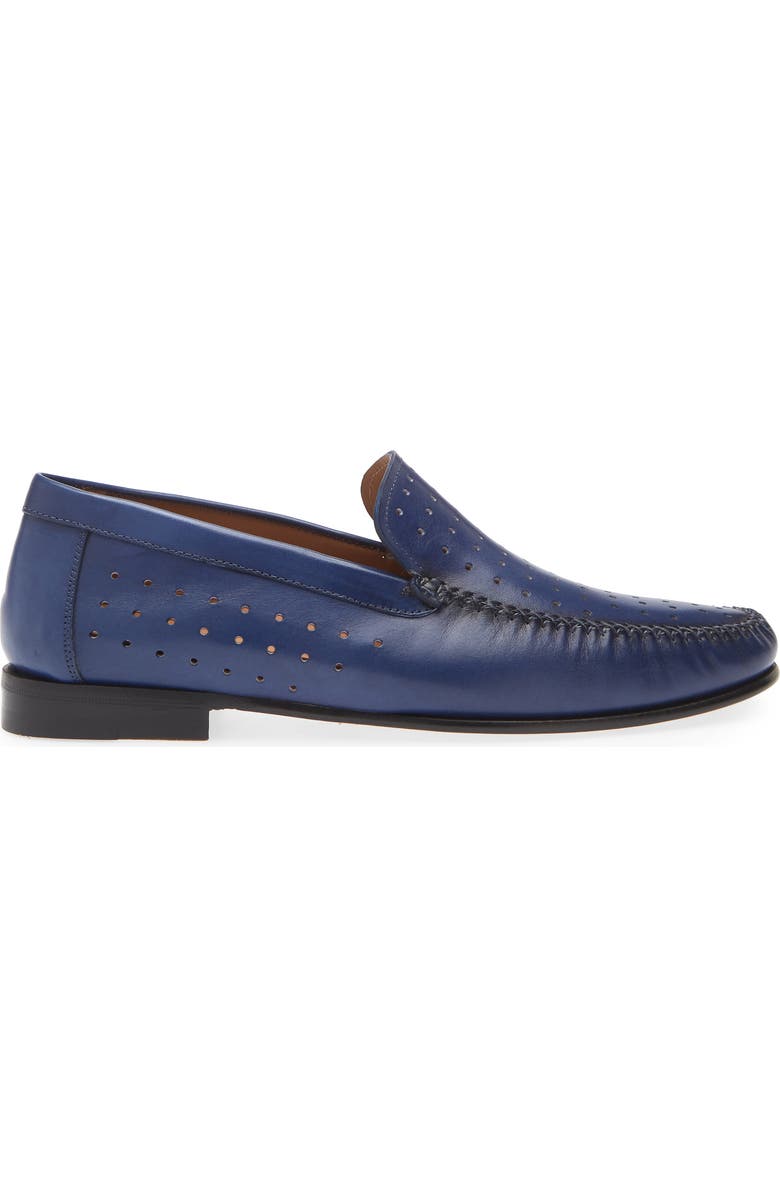 Mezlan Perforated Moc Toe Loafer, Alternate, color, Blue