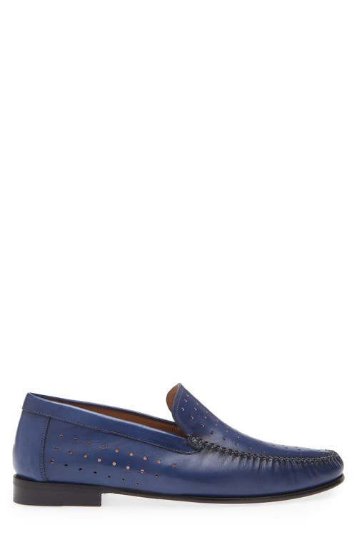 Mezlan Perforated Moc Toe Loafer In Blue