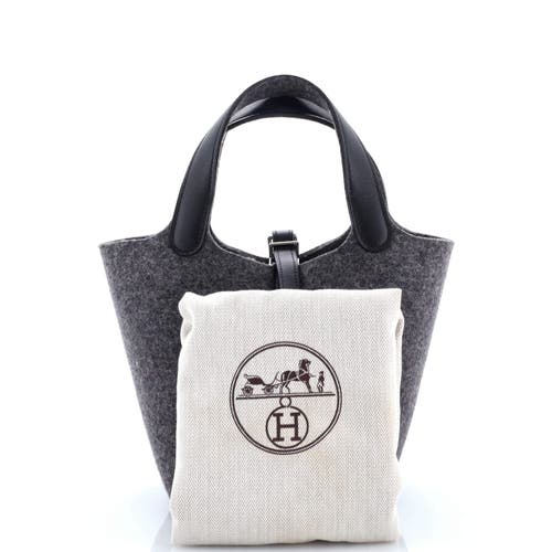 Pre-owned Hermes Hermes Picotin Lock Bag Felt With Leather Pm In Gray