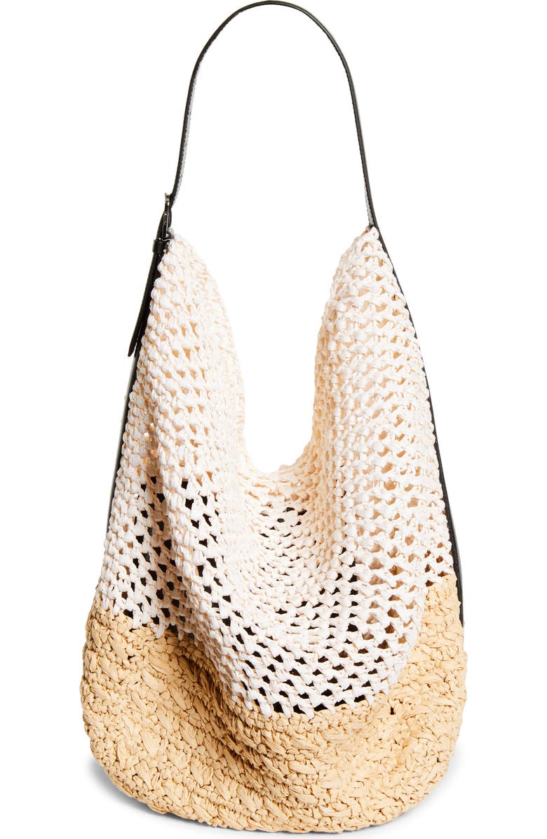 TOTEME Belted Paper Straw Tote, Main, color, Ecru/ Vanilla