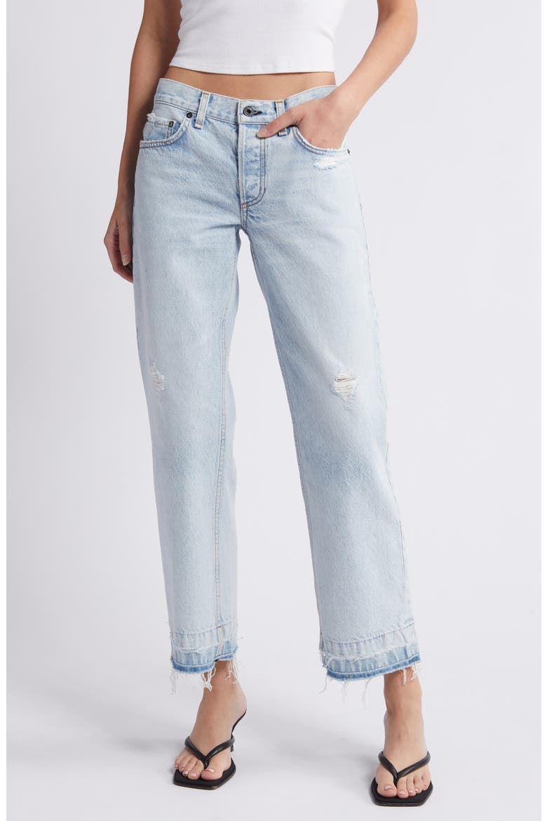 Low Rise Release Hem Straight Leg Jeans, Main, color, BLEACH DESTROY