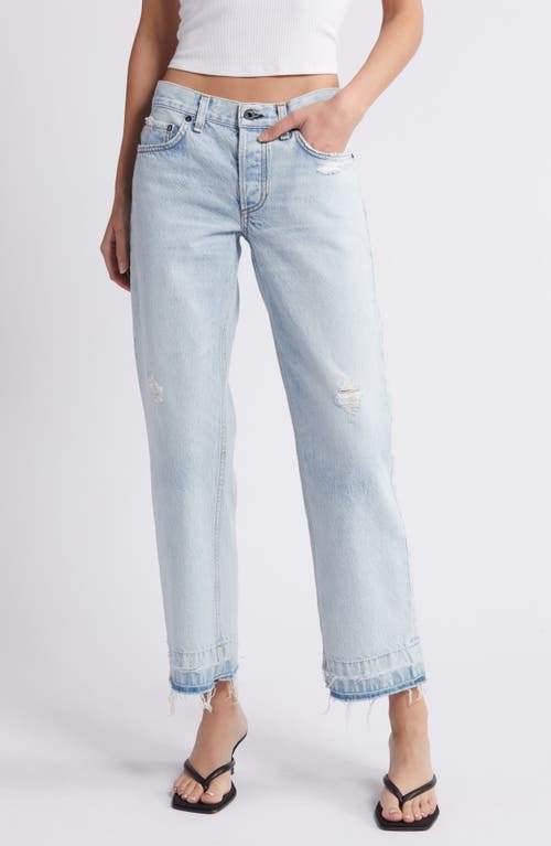 ASKK NY Low Rise Release Hem Straight Leg Jeans in Bleach Destroy 