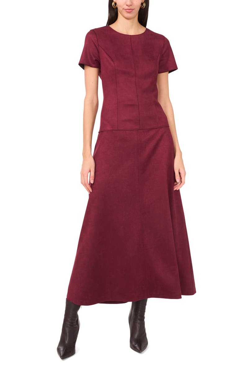 Vince Camuto Cap Sleeve Faux Suede Top, Alternate, color, 