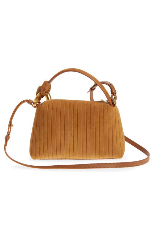 Jw Anderson Small Corner Stripe Nubuck Leather Top Handle Bag In Brown