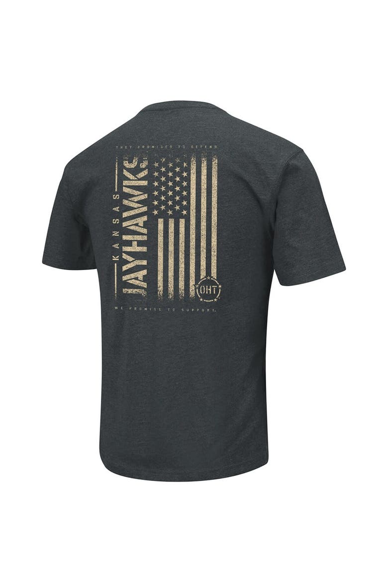 Men's Colosseum Heathered Black Kansas Jayhawks OHT Military Appreciation Flag 2.0 T-Shirt, Alternate, color, Heather Black