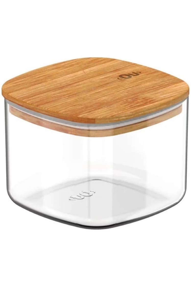 Clear Stackable Airtight Food Storage Container with Wood Lid, Main, color, Clear