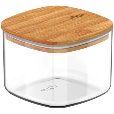 Clear Stackable Airtight Food Storage Container with Wood Lid