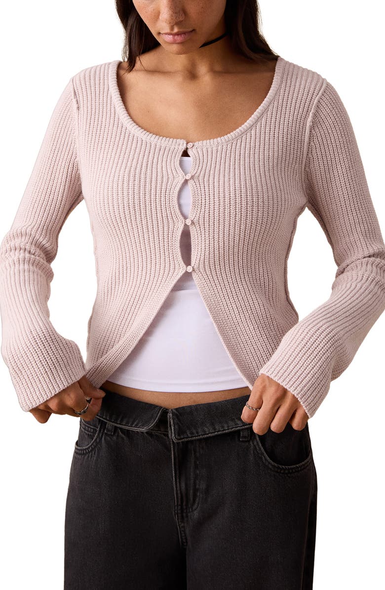 MANGO TEEN Cotton Blend Button-Up Cardigan, Main, color, Light Pink