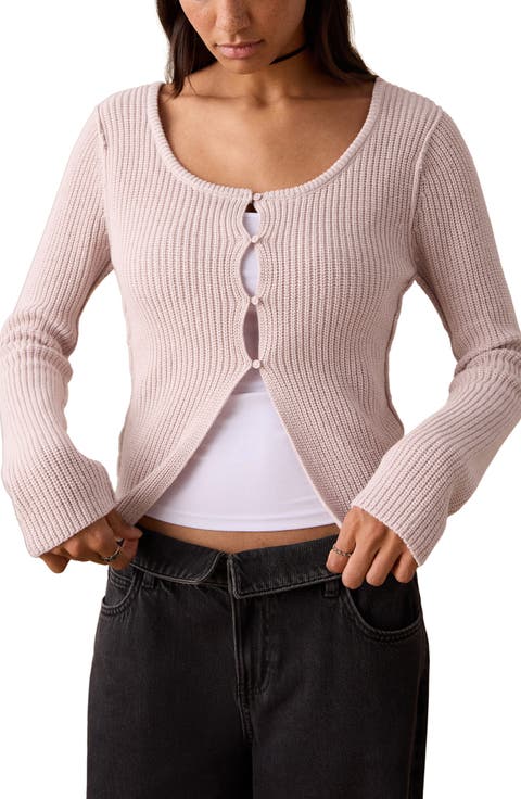 Cotton Blend Button-Up Cardigan