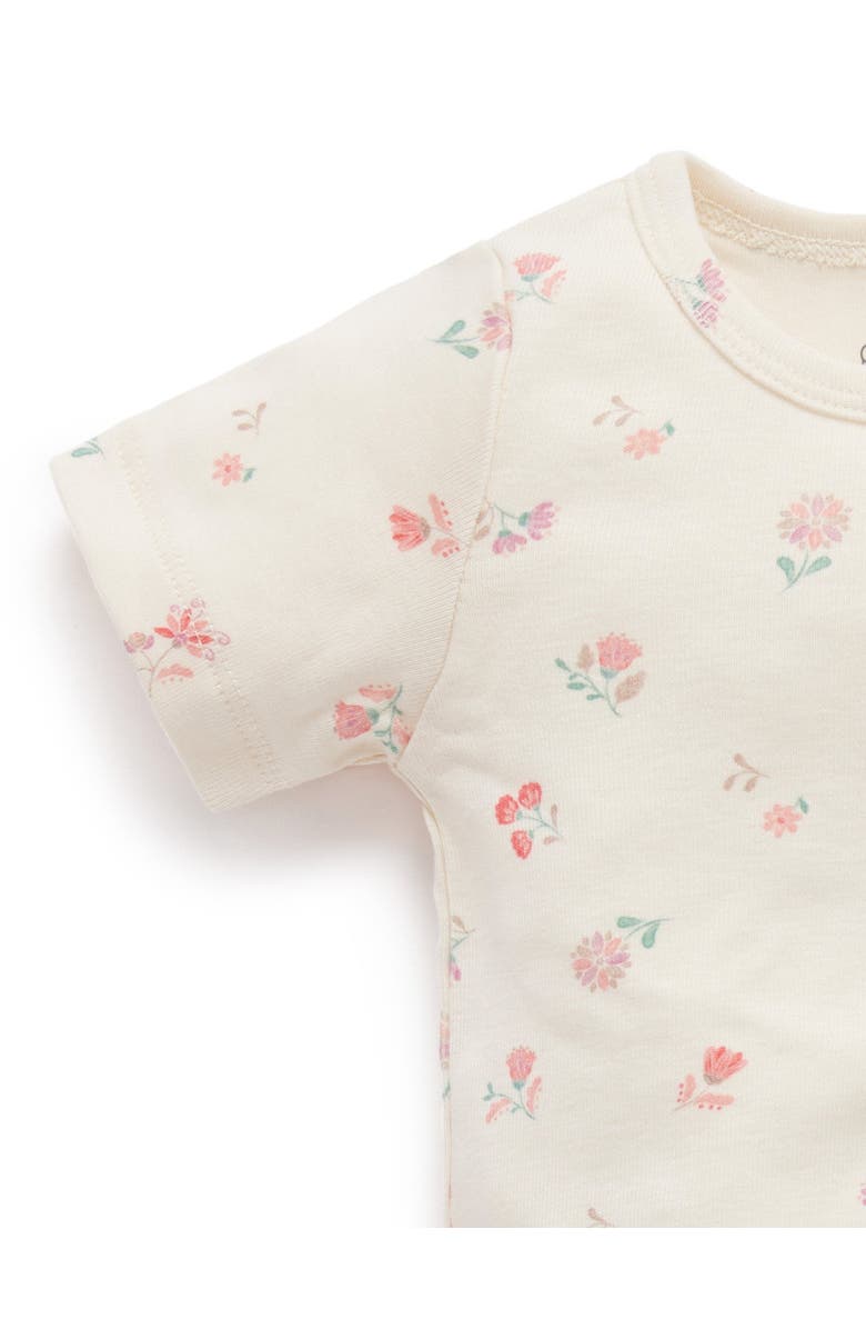 Purebaby 2 Pack Short Sleeve Ribbed Bodysuit Floral, Alternate, color, Emilia Print