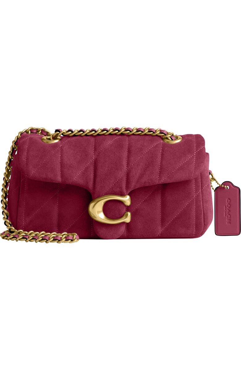 COACH Tabby 20 Quilted Suede Convertible Shoulder Bag, Main, color, B4/ Dark Fuchsia