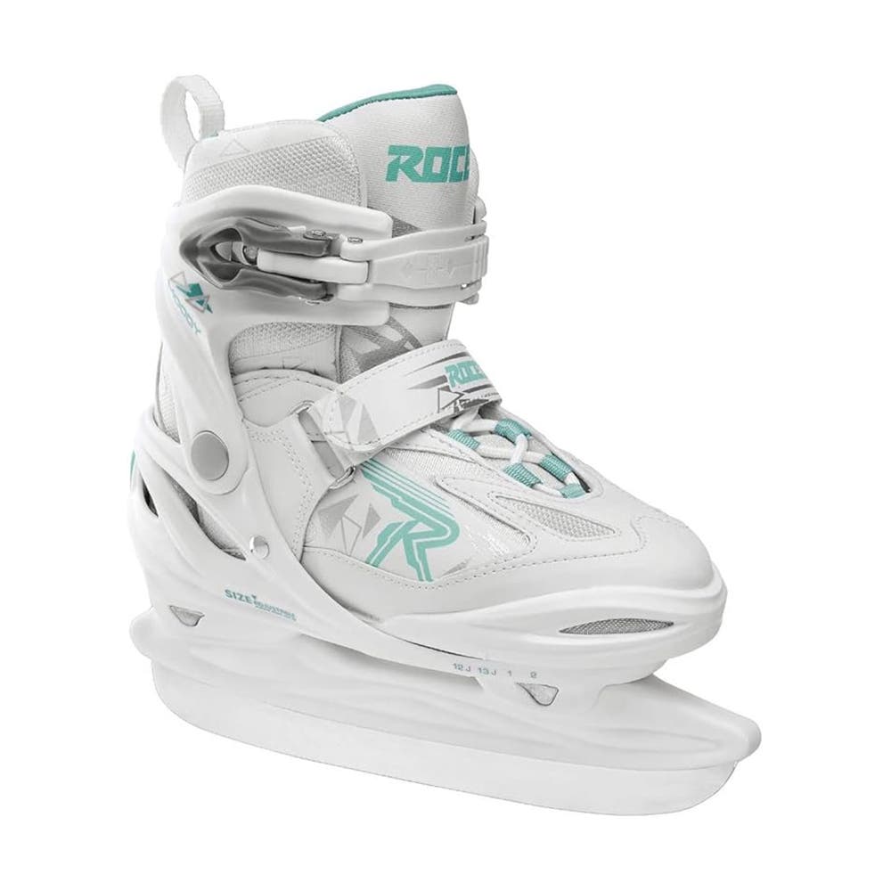 Roces Moody 3.0 Adjustable Girls Ice Skates, Main, color, White/Aqua
