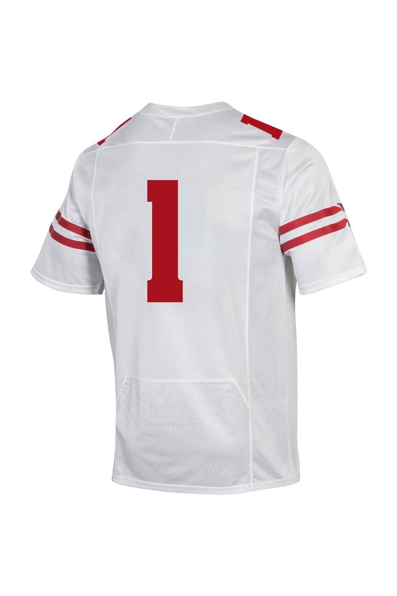 Men's Under Armour #1 White Wisconsin Badgers Premier Football Jersey, Alternate, color, White