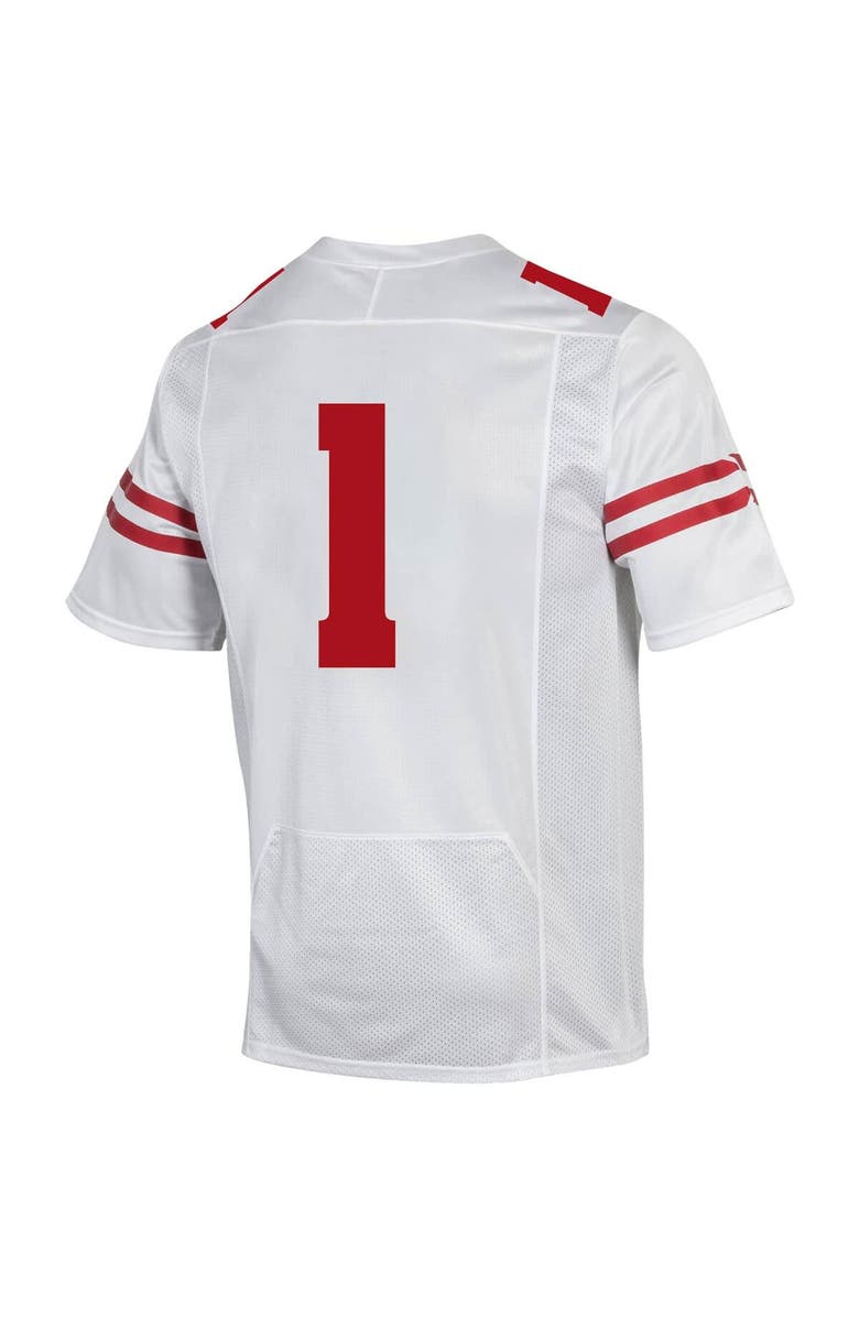 Under Armour Men's Under Armour #1 White Wisconsin Badgers Premier Football Jersey, Alternate, color,