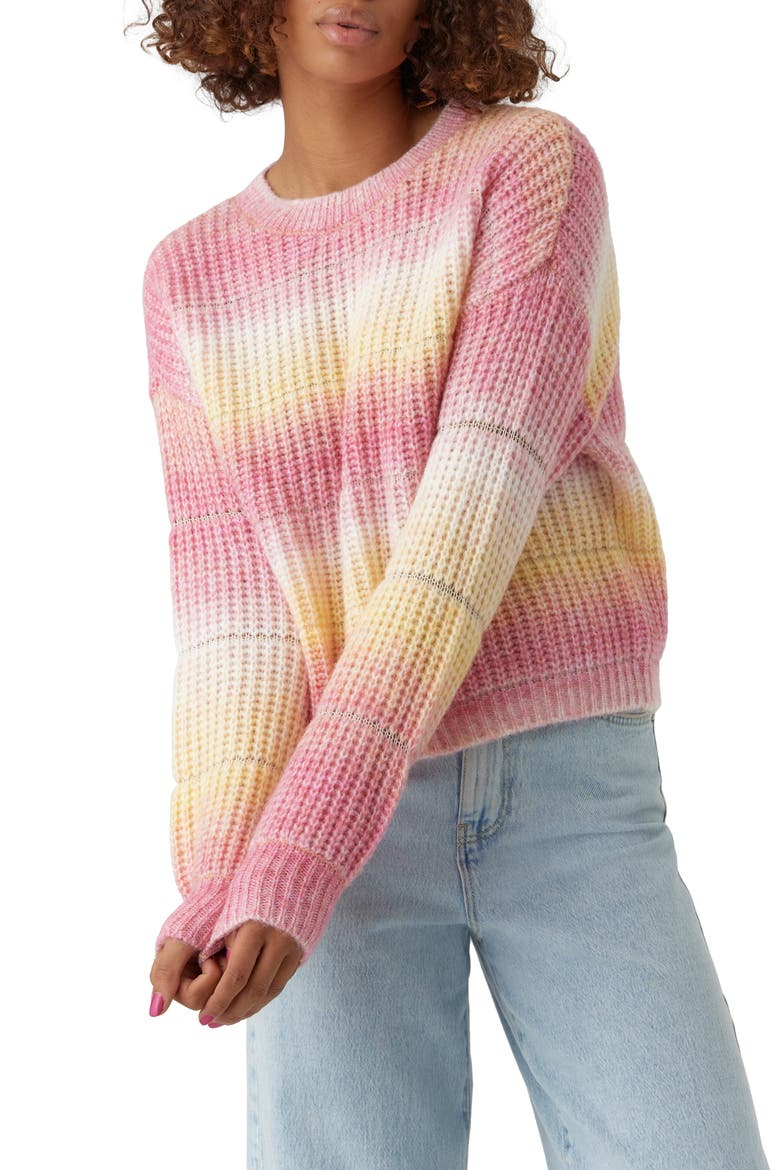 Begonia Ombré Stripe Sweater, Main, color, GOLDEN CREAM