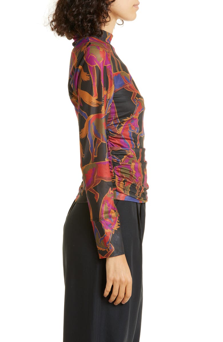 FARM Rio Wild Horses Mock Neck Mesh Top, Alternate, color, 