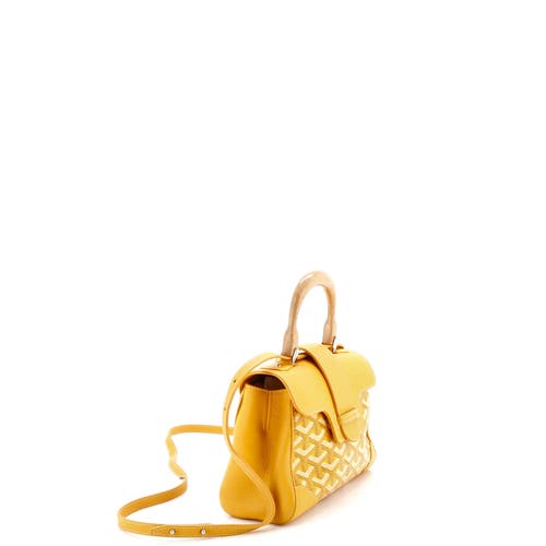 Pre-owned Goyard  Goyard Saigon Top Handle Bag Coated Canvas With Leather Mini In Yellow